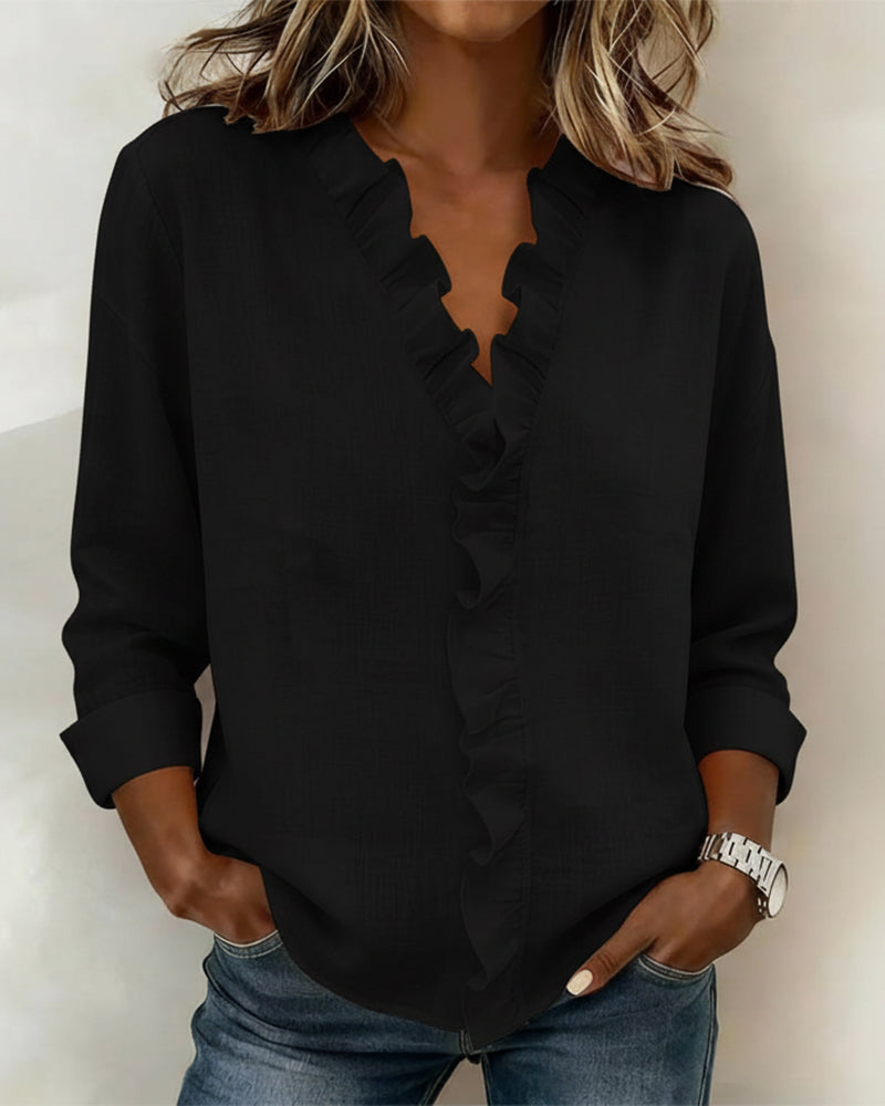 Matilda  - Blusa fruncida con cuello en V
