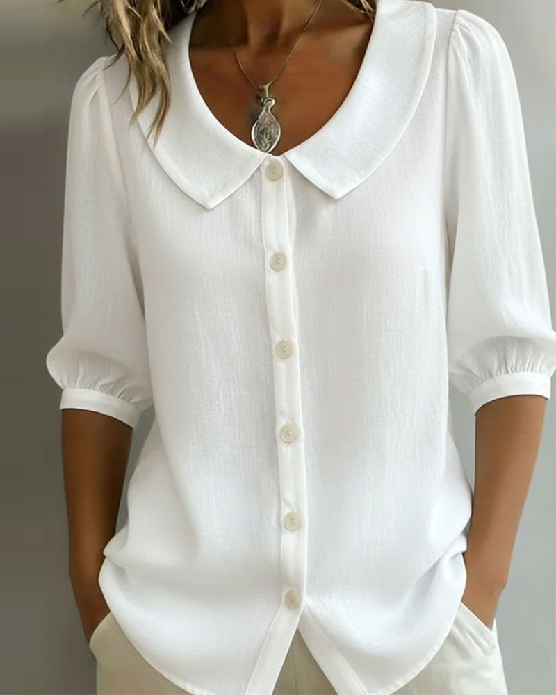 Alexia  - Camisa de manga media con cuello Peter Pan