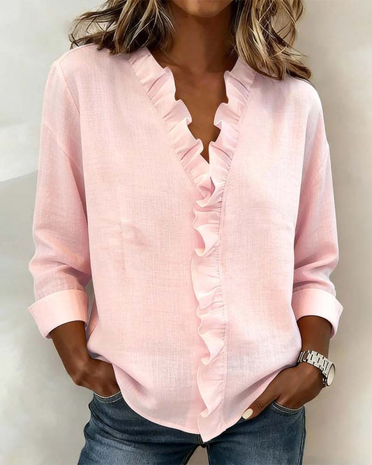 Matilda  - Blusa fruncida con cuello en V