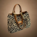 Fausta - Bolso tote de lona con estampado de leopardo