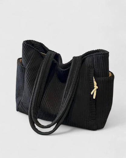 Lorena - Elegante bolso tote acanalado con detalle de cordón