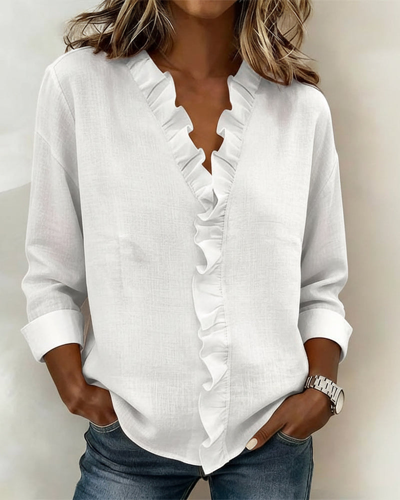 Matilda  - Blusa fruncida con cuello en V