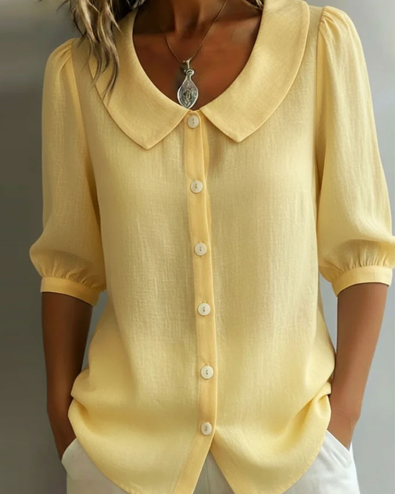 Alexia  - Camisa de manga media con cuello Peter Pan