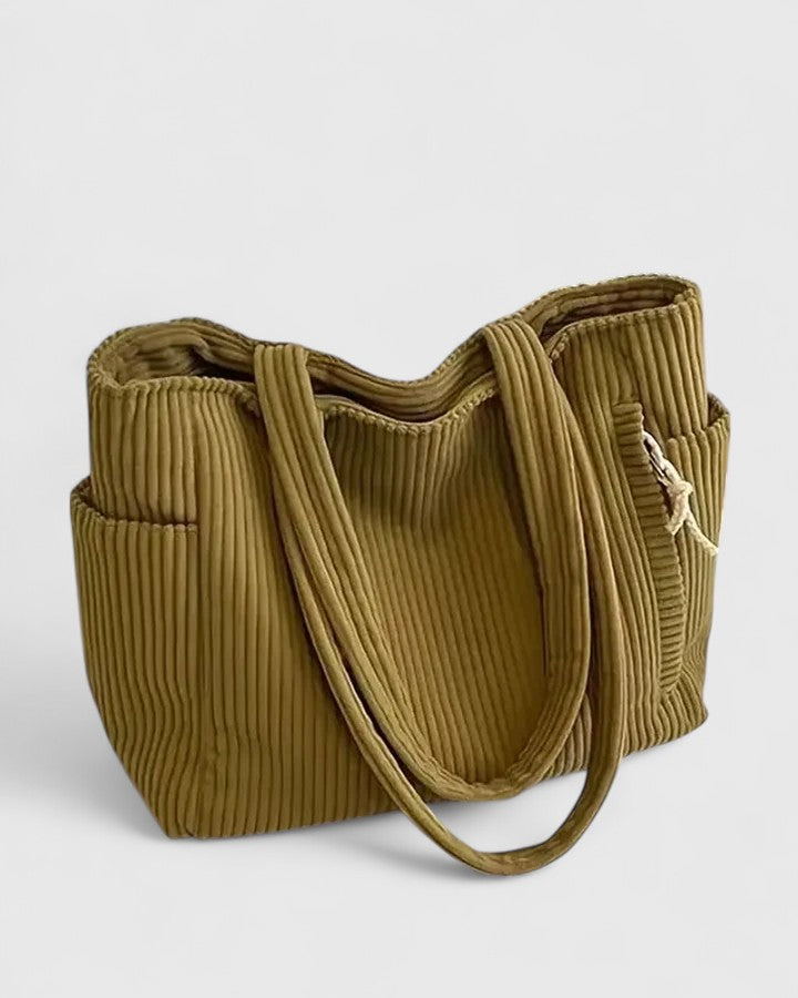 Lorena - Elegante bolso tote acanalado con detalle de cordón