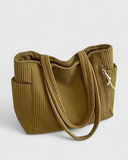 Lorena - Elegante bolso tote acanalado con detalle de cordón