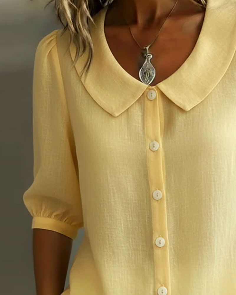 Alexia  - Camisa de manga media con cuello Peter Pan