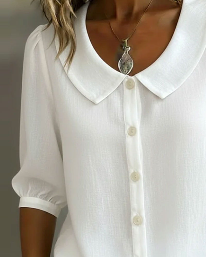 Alexia  - Camisa de manga media con cuello Peter Pan