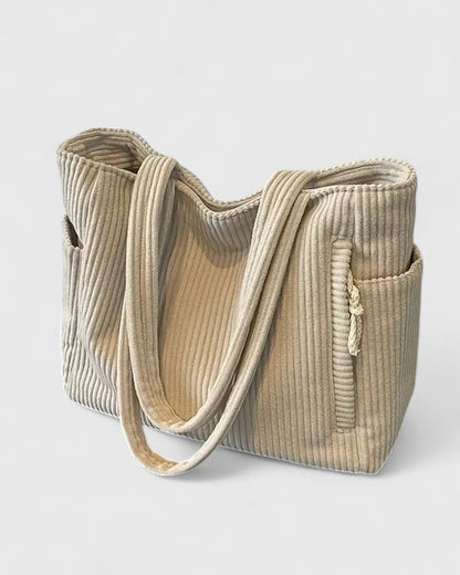 Lorena - Elegante bolso tote acanalado con detalle de cordón