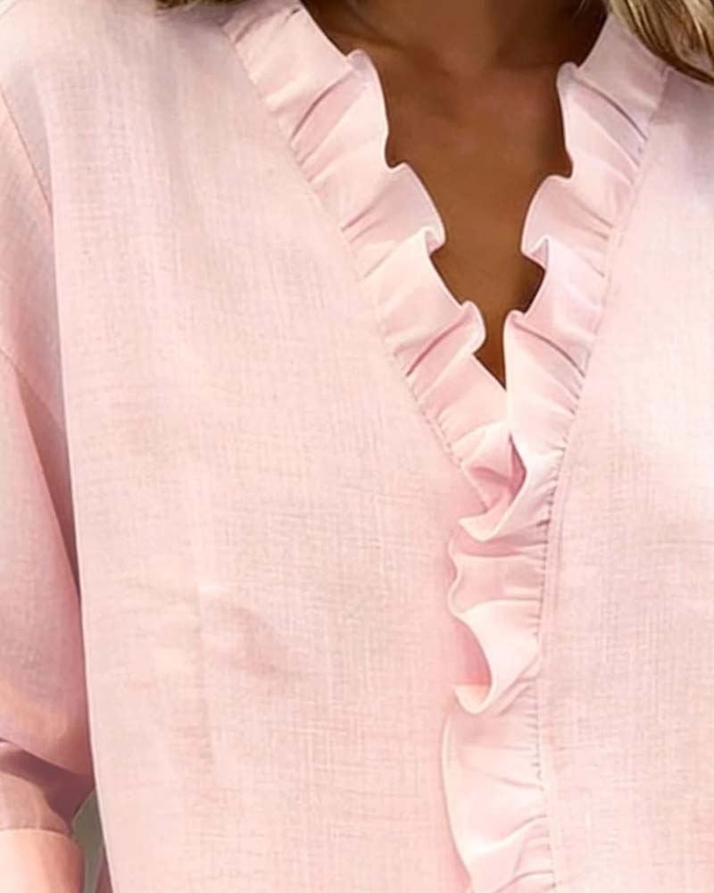 Matilda  - Blusa fruncida con cuello en V