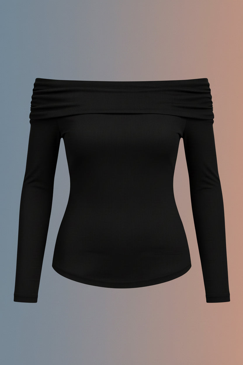 Cloe - Camiseta de Manga Larga para Mujer Crop