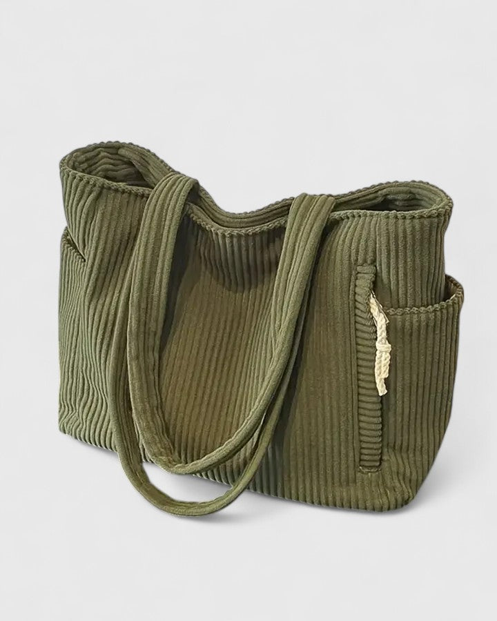 Lorena - Elegante bolso tote acanalado con detalle de cordón
