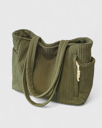 Lorena - Elegante bolso tote acanalado con detalle de cordón