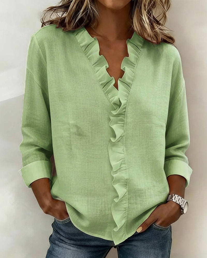 Matilda  - Blusa fruncida con cuello en V