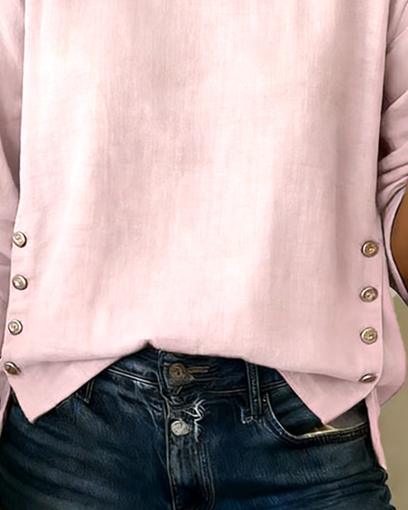Sonia - Top casual con botón decorativo