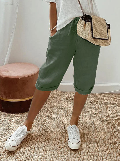 Luna - Pantalones cortos de algodón y lino para mujer