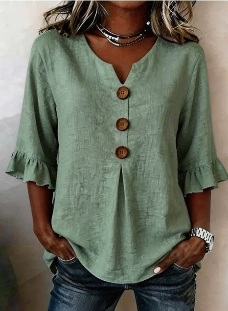 Erika - Blusa lisa con botones