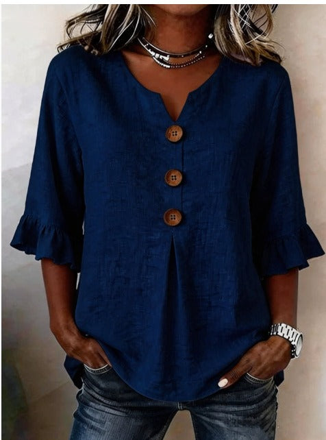 Erika - Blusa lisa con botones