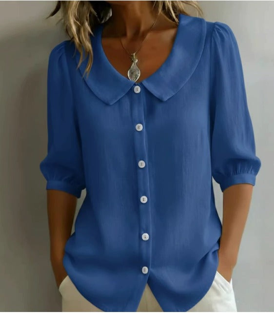 Alexia  - Camisa de manga media con cuello Peter Pan