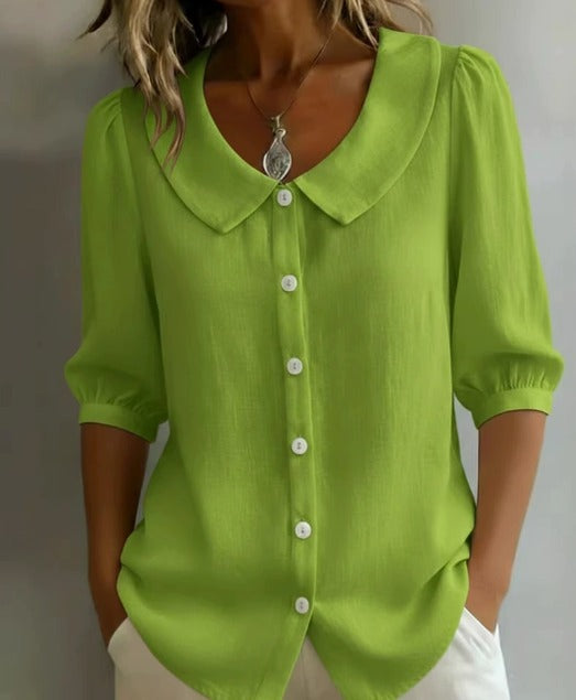 Alexia  - Camisa de manga media con cuello Peter Pan