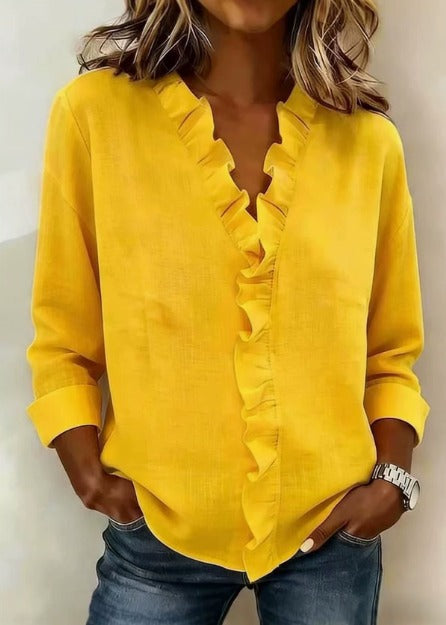 Matilda  - Blusa fruncida con cuello en V