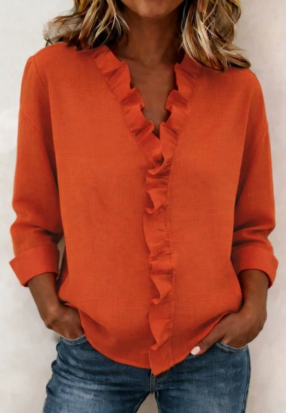 Matilda  - Blusa fruncida con cuello en V