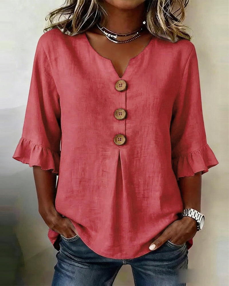 Erika - Blusa lisa con botones