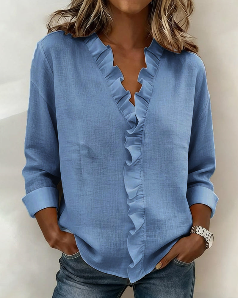 Matilda  - Blusa fruncida con cuello en V