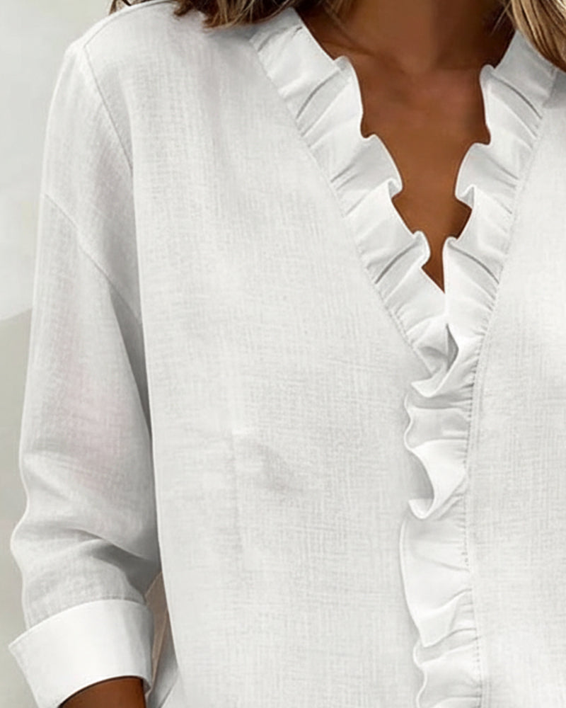Matilda  - Blusa fruncida con cuello en V