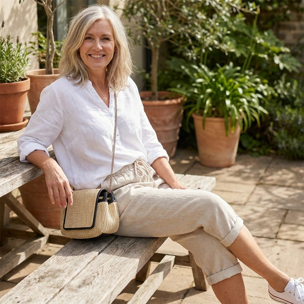 Luna - Pantalones cortos de algodón y lino para mujer