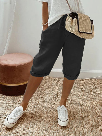 Luna - Pantalones cortos de algodón y lino para mujer